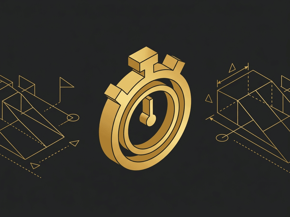 Gold stopwatch between blueprint drawings of FMX ramps